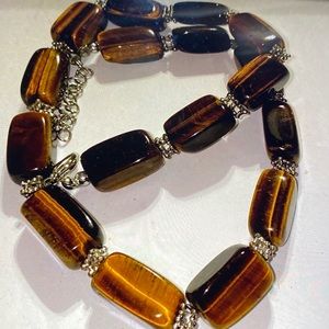 Vintage tiger, eyes squire bead necklace